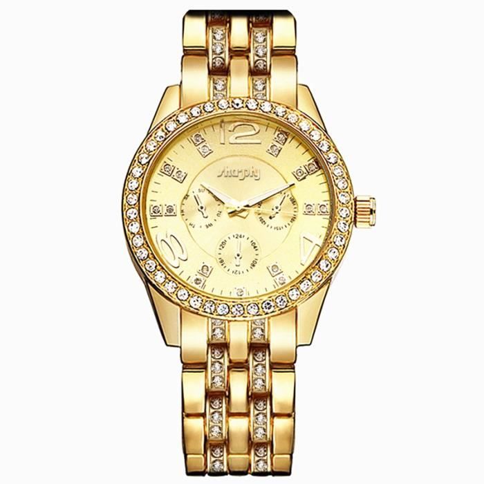 SHARPHY Montre Femme marque de Luxe GENEVA d'or Strass Case pleine de Diamants quartz analogique bracelet , meilleurs cadeaux