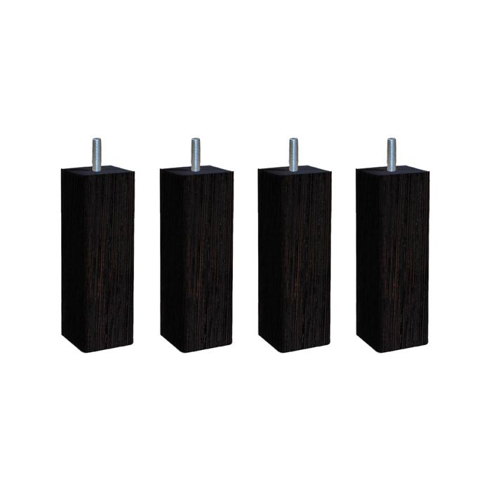 4 pieds carrés bois wengé 15 cm
