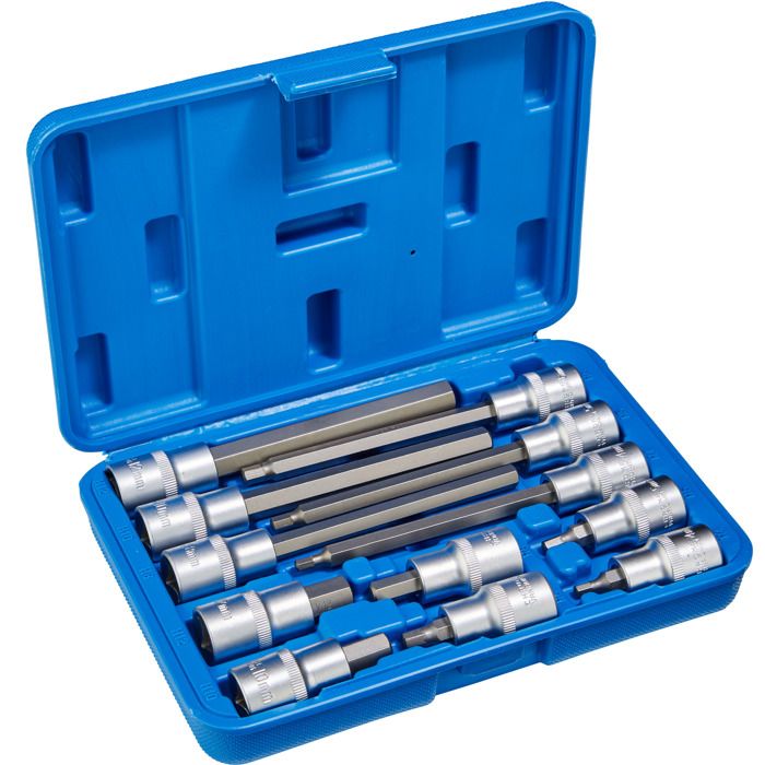 TECTAKE Coffret 12 Pièces Douilles longues mâles en Acier Chrome Vanadium