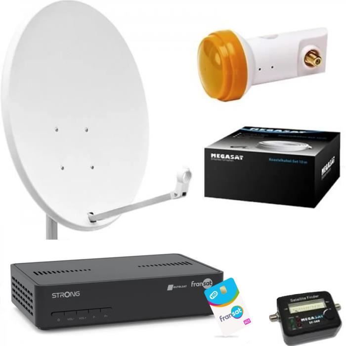 Kit Parabole 60 cm + Récepteur satellite FRANSAT (Eutelsat 5W) + LNB + 20m Cable Coaxial + Satfinder