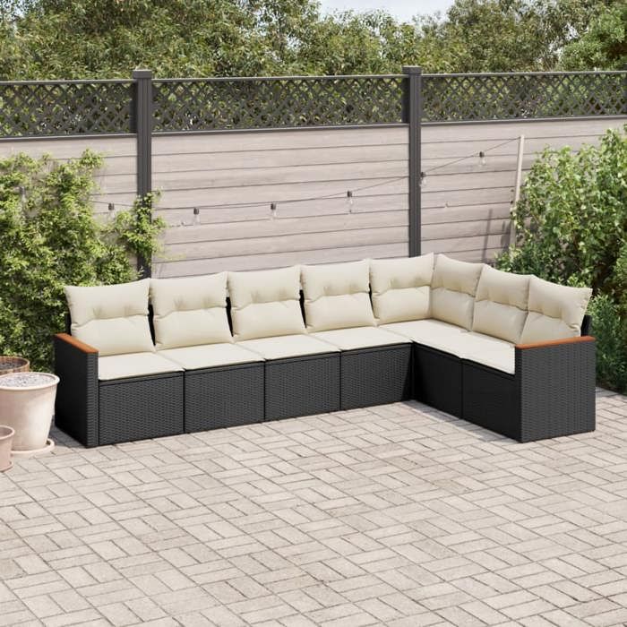 Salon de jardin - vidaXL - 7 pcs - Résine tressée - Housses amovibles - Pour 6 personnes