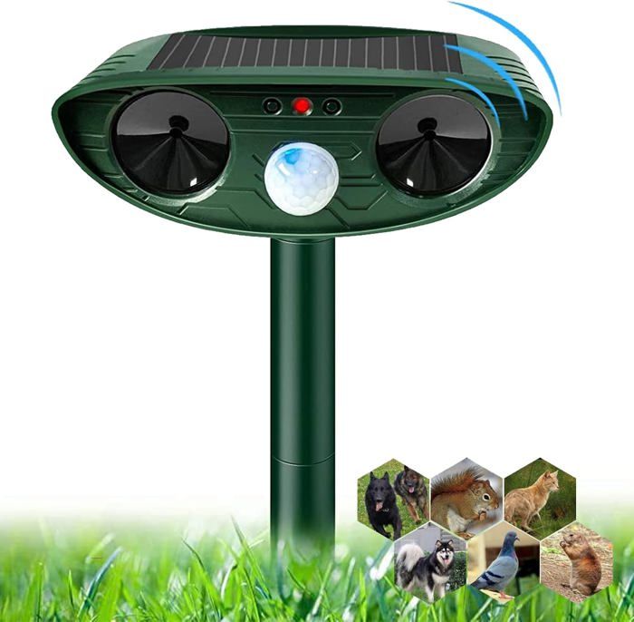 Répulsif Ultrason Solaire Pour Chats Chiens Oiseaux - Détecteur Mouvement Jardin Extérieur