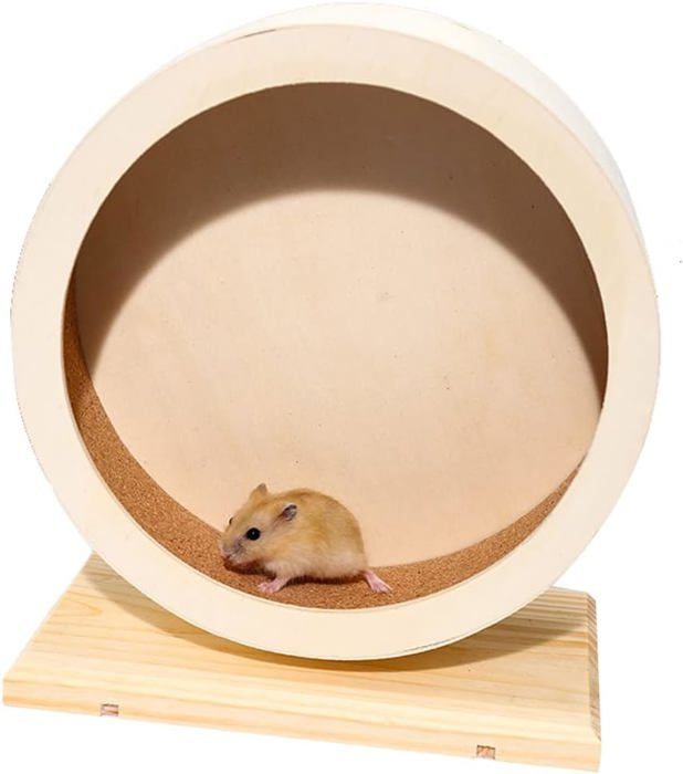Meilleurs prix pour Roue silencieuse en bois pour hamster, jouets de course silencieux pour hamster, taille moyenne de 8,2 pi