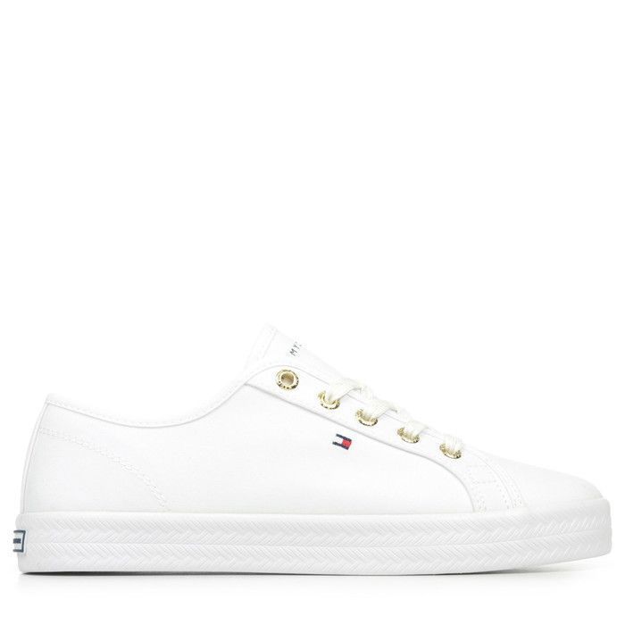 417 Tommy Hilfiger Essential Nautical - Baskets femme blanches en textile semelle vulcanisée