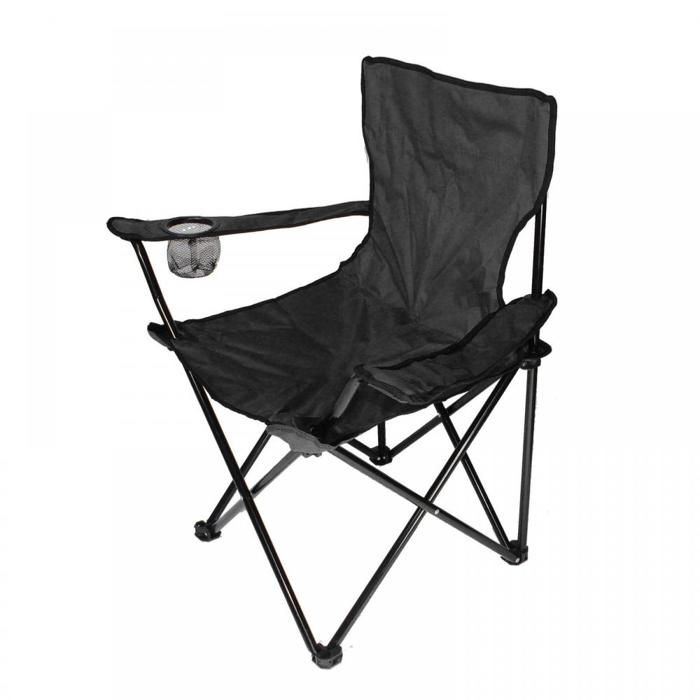 Amiremplie Chaise De Camping Chaise Pliante de Camping Fauteuil Pliable Chaise de Plage Pêche Barbecue noir