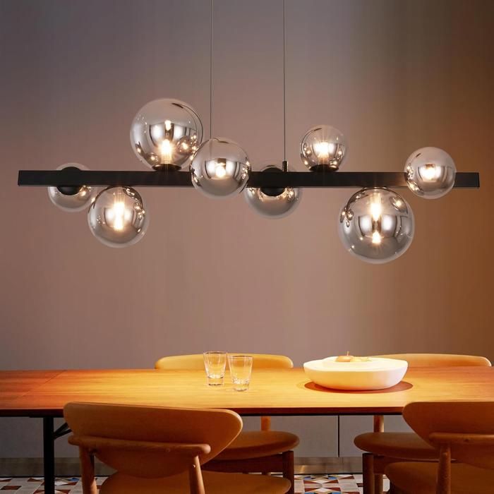 Lampe à suspension - NETTLIFE - 8x G9 - 8 ampoules - Métal gris fumé - Ø90cm H174.5cm