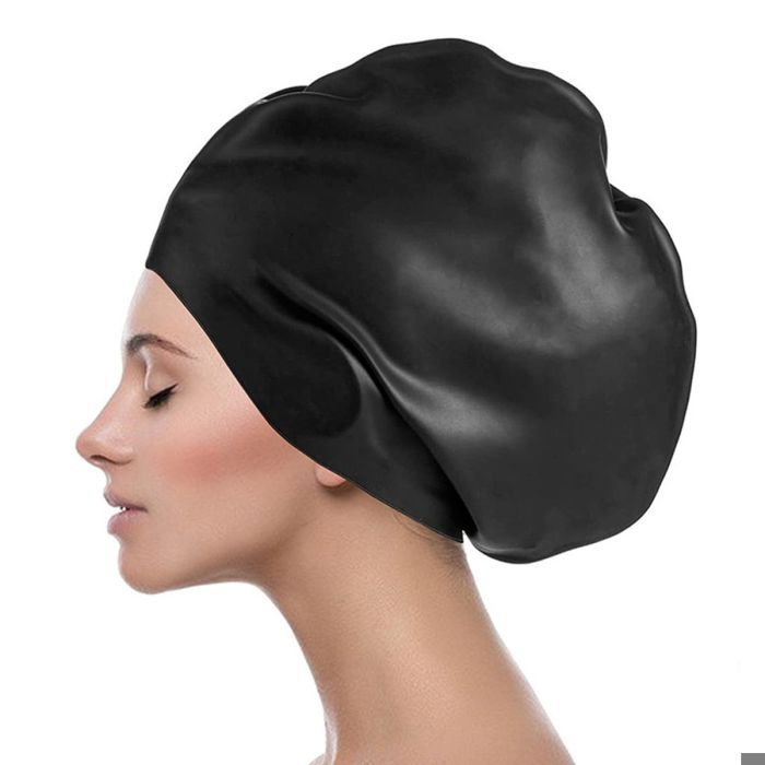 Grand bonnet de bain pour hommes et femmes bonnets de bain en silicone imperméables pour cheveux longs cheveux bouclés épais