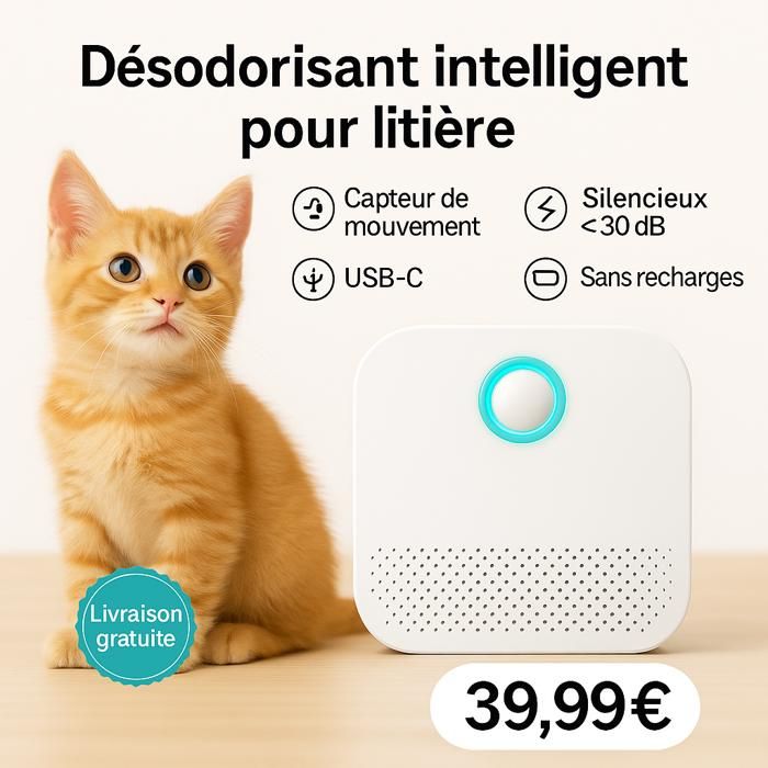 Meilleurs prix pour Purificateur litière chat AI – Silencieux 24h Offre limitée