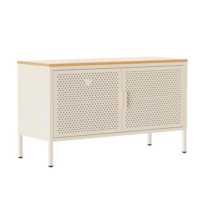 Buffet moderne 2 portes L100 cm en métal écru Punchy - Oviala Buffet moderne 2 portes L100 cm en métal écru Punchy - Oviala