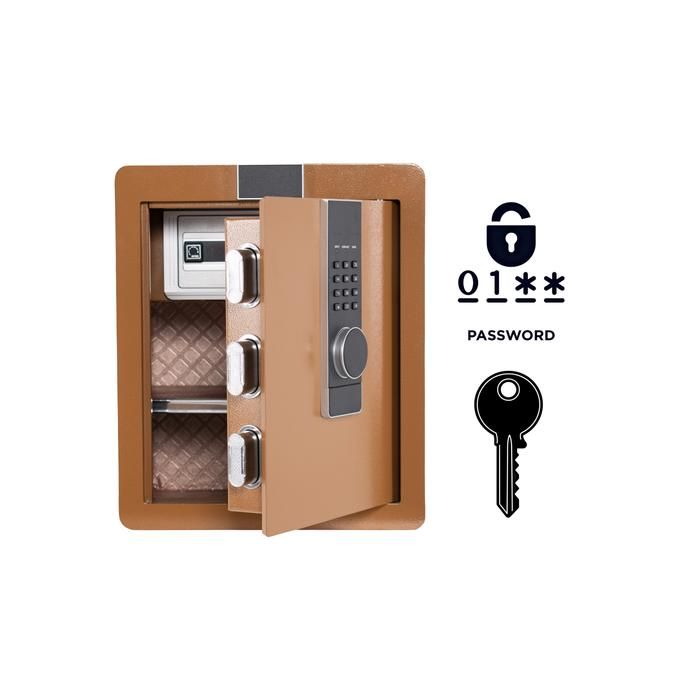 Coffre-fort - NIKCORP - XPTou-45 - Acier Q235 - Serrure électronique - Intérieur cuir marron