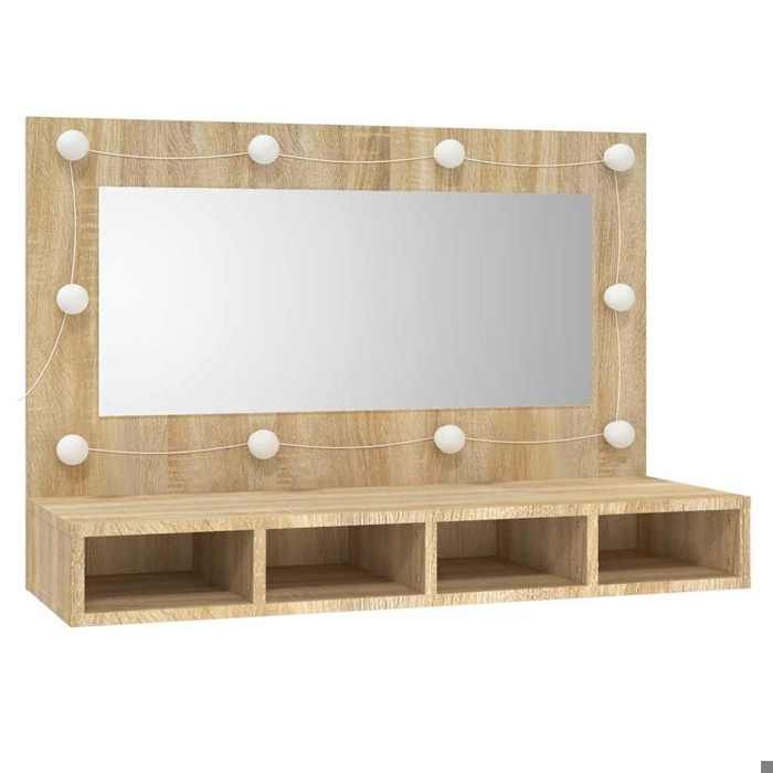 HOT SALE*Armoire à miroir à LED de bain CLARENCE 60 kg capacité Placard Mural Chêne sonoma 90x31 5x62 cm - M946744