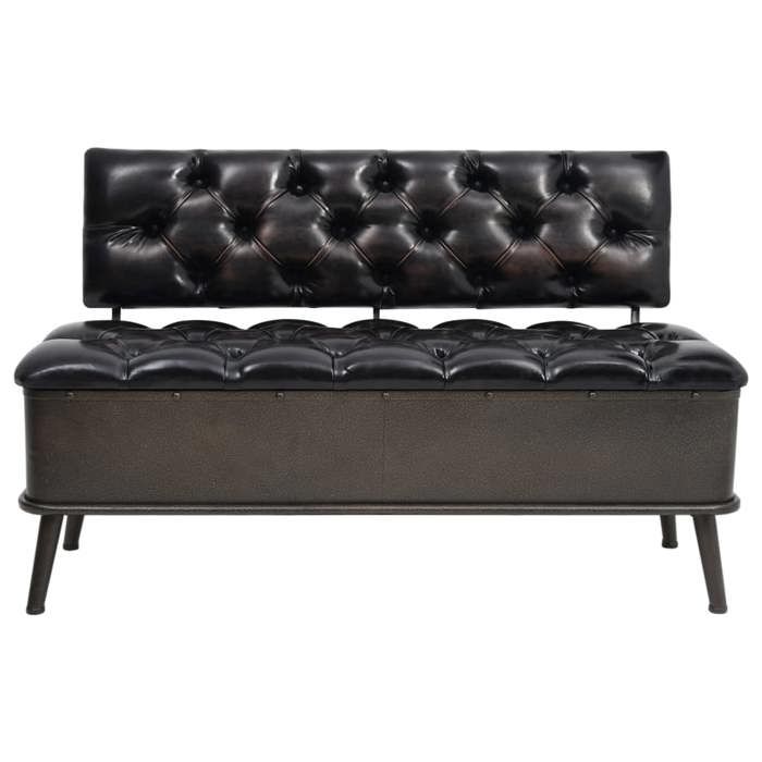 [40473]Banc de rangement - Meuble d Entrée - Grand espace de rangement - avec dossier 110 cm Noir SimilicuirPoids:21.05 Kg