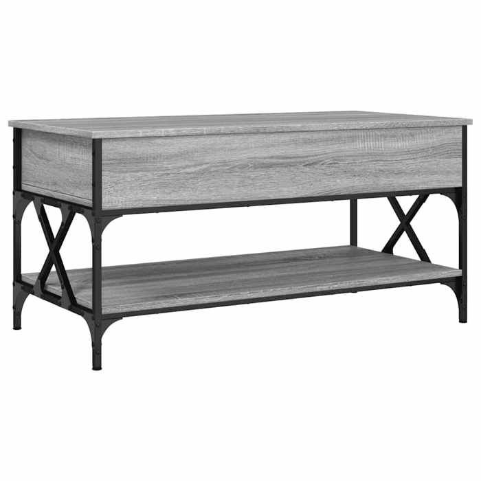En PromotionTable basse(1 PC) - SHIELD - Support 30 kg - table du canapé - sonoma gris 100x50x50 cm bois dingénierie et métal T69