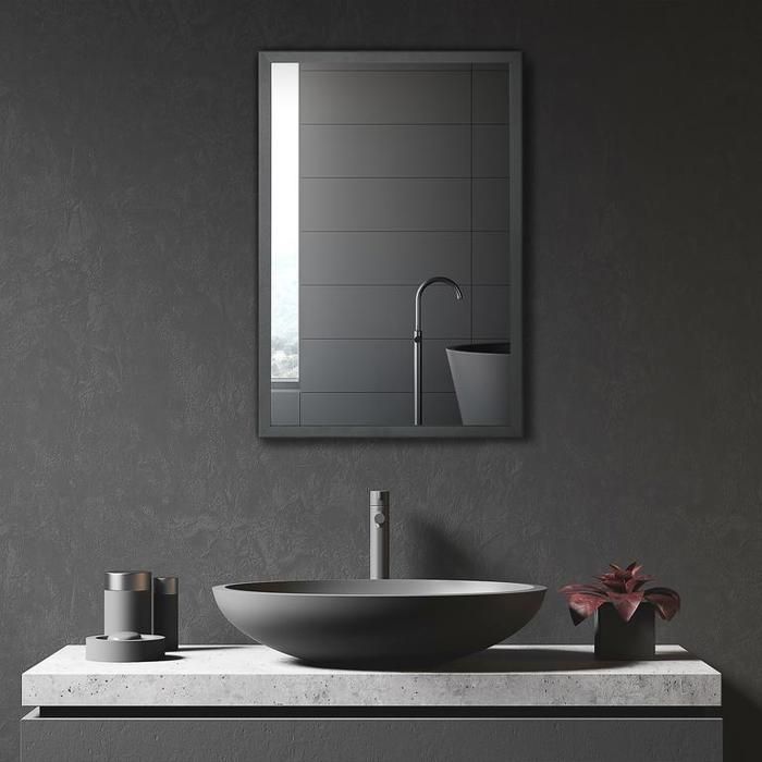 Armoire à miroir meuble de salle de bain à 3 étagères armoire à pharmacie armoire murale pour chambre noire 40 x 12 x 60 cm