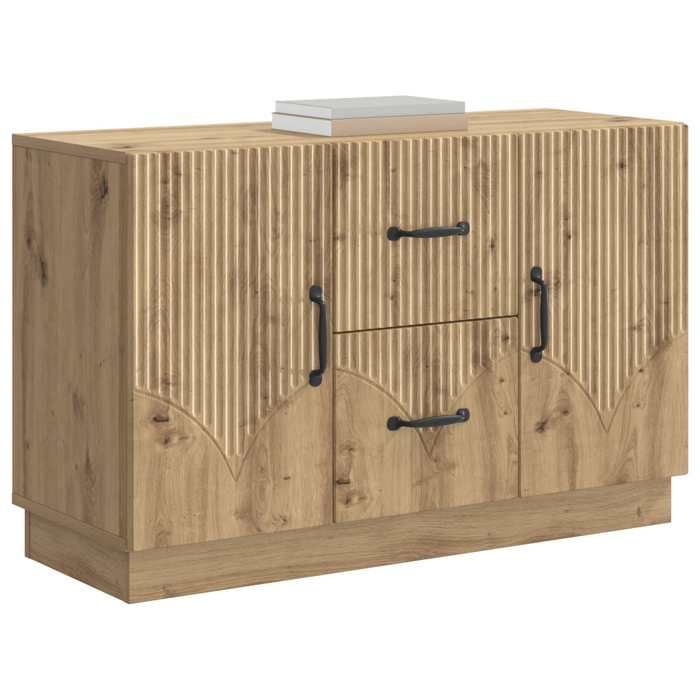 Buffet bas séjour{1 pièce}meuble de rangementdesign épuré Chêne artisanal 89 x 345 x 57 cm Bois dingénierie exz15h53