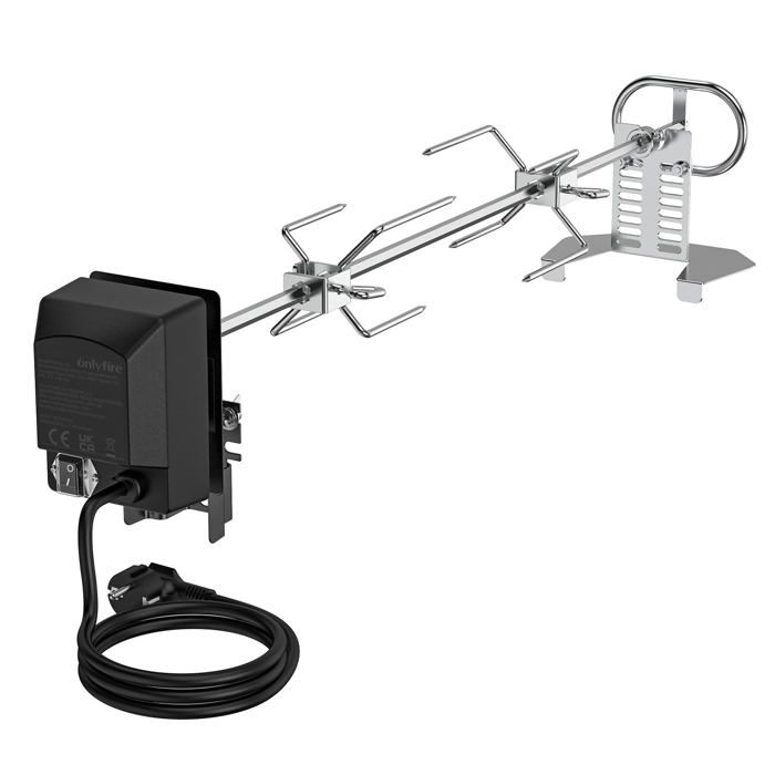 Kit de Tournebroche Électrique 73 cm pour Brasero et Barbecue Rôtisserie Automatique avec Moteur et Fourchettes Idéal pour Poule