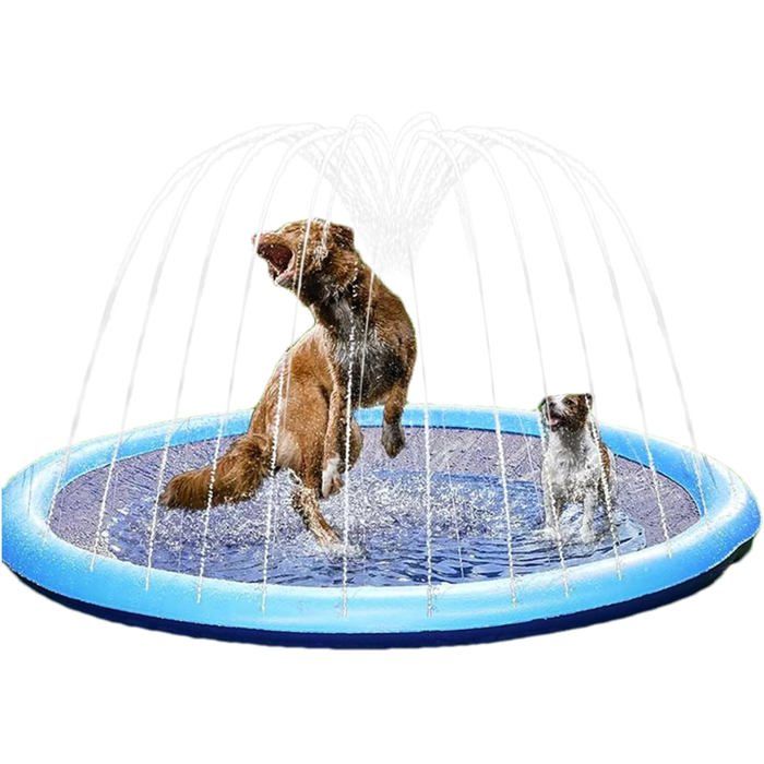 Piscine pour chien 100 cm (Tapis de jeu deau antidérapant) Tapis de jeux deau pour chien les animaux de compagnie et les enfants