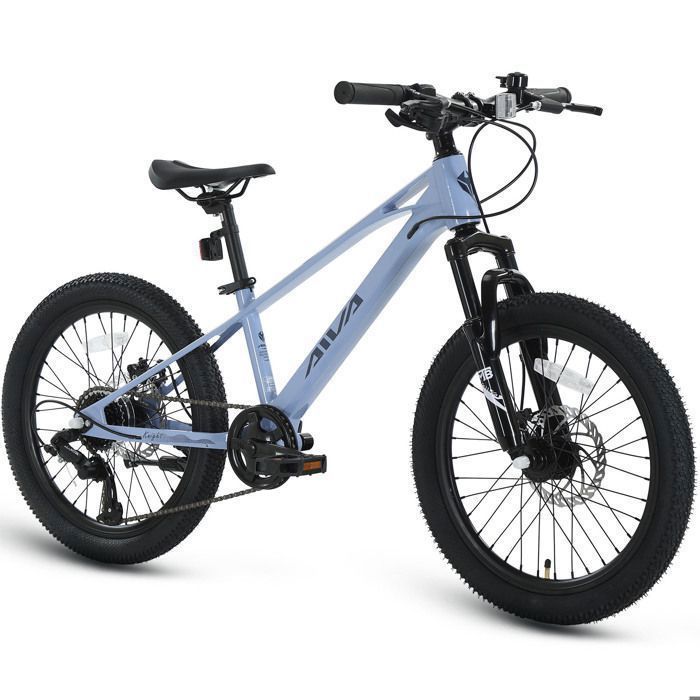 AIVA Vélo VTT 20 haut de gamme pour filles- garçons-hommes et femmes avec dérailleur 7 vitesses-Cadre en magnésium-Bleu clair