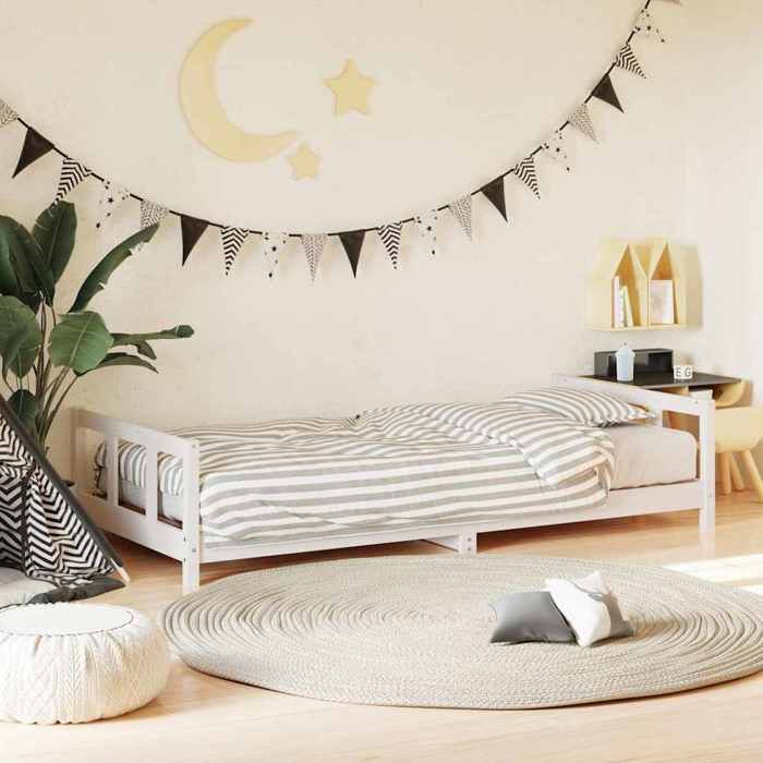 1 Parcel - MEUBLE - Cadre de lit pour enfants blanc 90x200 cm bois de pin massif_2 ans garantie_02_9312