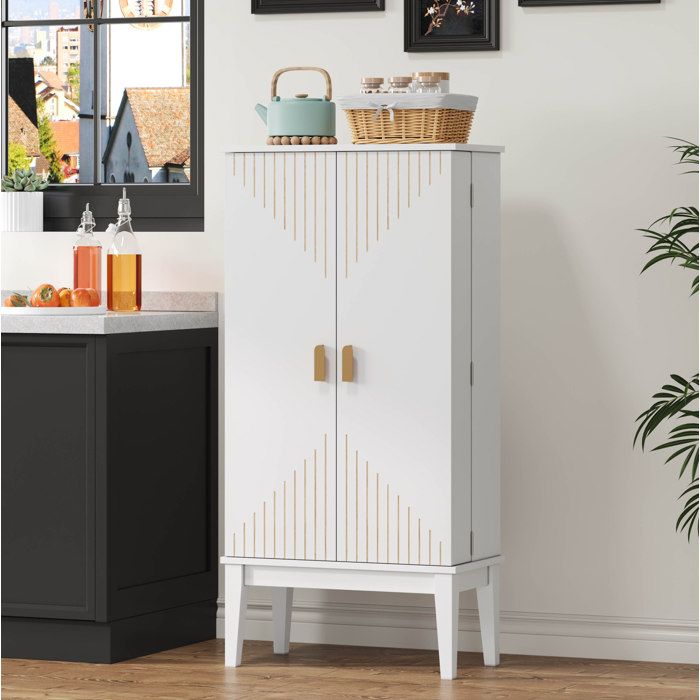 Buffet de cuisine 2 portes meuble de rangement vintage blanc en MDF 120 x 59 x 30 cm 5 compartiments ORVRYN