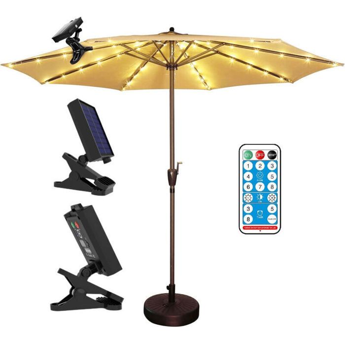 Solar Parasol Lights Solar Patio Lights with 104 LEDs 8 Modes Battery Operated Patio Umbrella Lamp IP67 Waterproof Umbrella Str