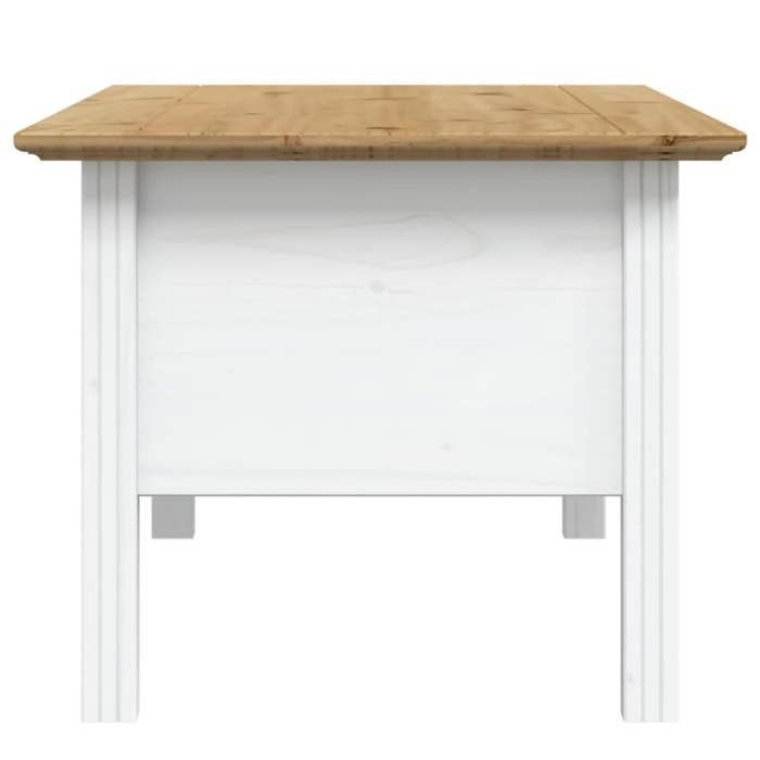 Table basse BODO blanc et marron 100x55x45cm bois de pin massif_2 ans garantie_81607