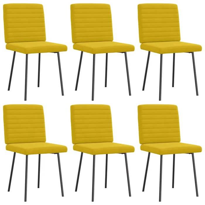 Chaises à Manger Lot de 6 Jaune 45 x 54 x 83 cm en velours et métal pour Salle à Manger et Cuisine 83140