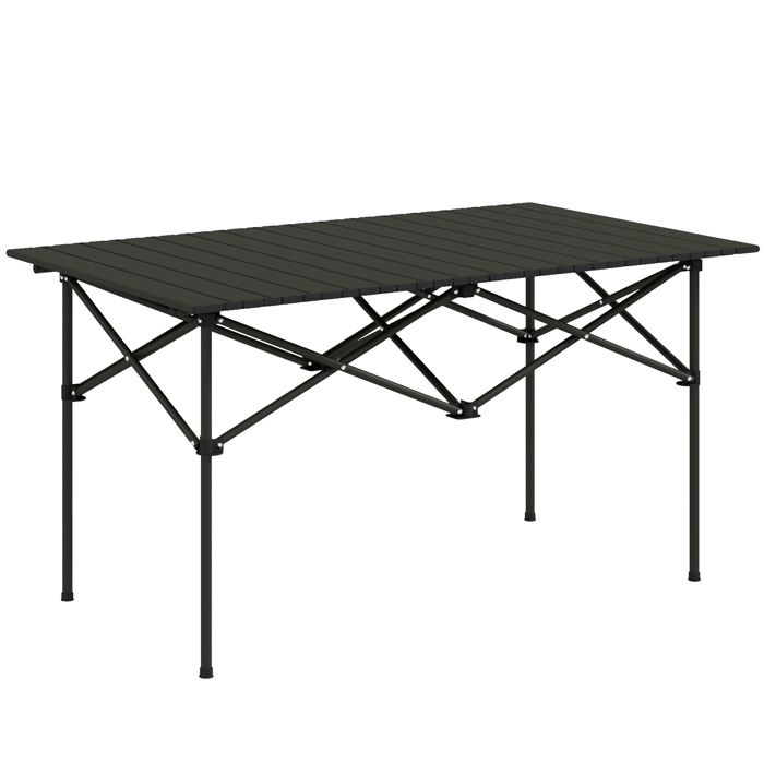 YWJ Table de camping pliable avec plateau enroulable et sac table de pique-nique portable pour le camping 95 x 55 x 50 cm noire