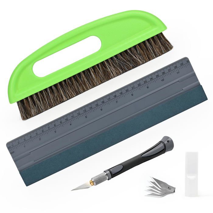Kit Pose Papier Peint Outils de Film pour Papier Peint Fenêtre Voiture Carrelage Vinyle 4 pièces - avec Brosses Raclette