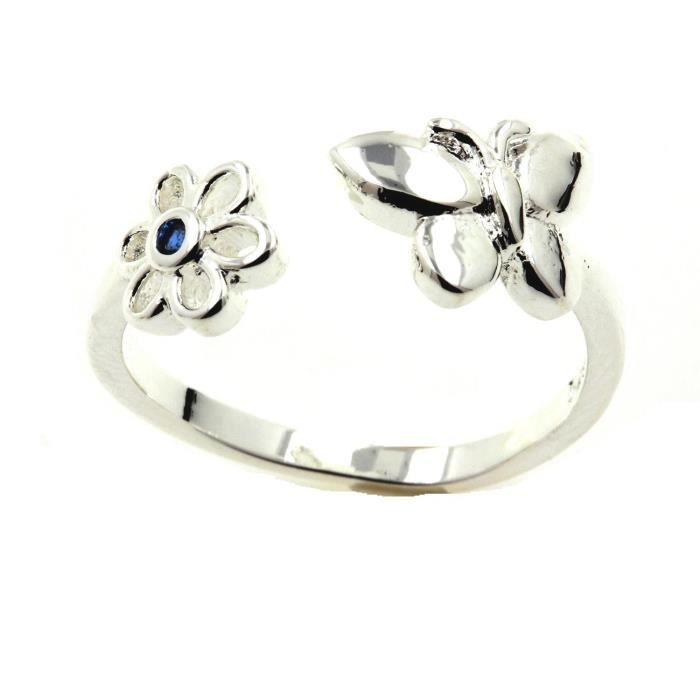 BAGUE FANTASIE PAPILLON ARGENT 925 - Filigrane, Zircone - Taille 7 - Neuf Sans Emballage