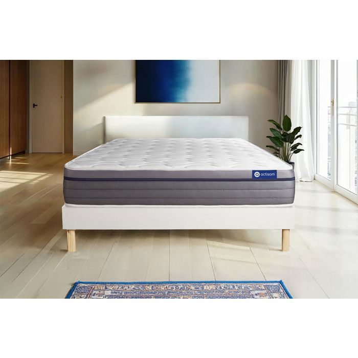 Ensemble Matelas Sommier 200x200 cm - Sommier Blanc (en kit) - Actilatex Zen