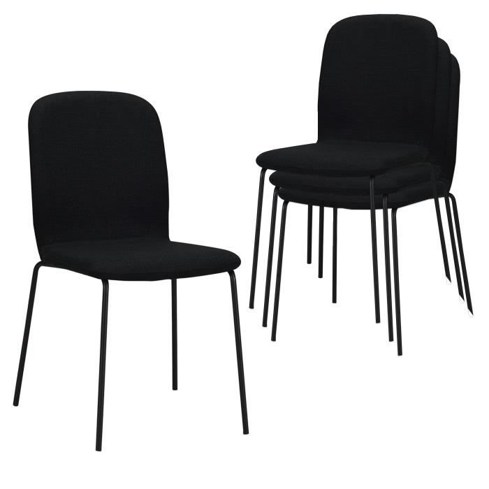 Ensemble de chaise visiteur Albatros ENNA, chaise empilable avec assise en similicuir pour un confort [noir]