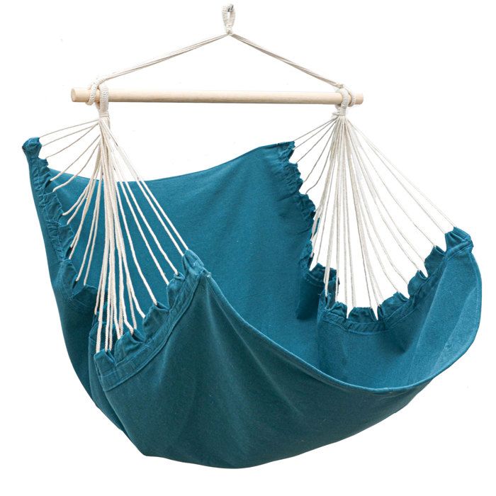 Fauteuil Suspendu AMANKA - Chaise Suspendue Exterieur XL - 155x125 - Bleu pétrole - Naturel - Adulte