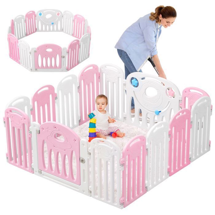 Parc Bébé Enfant 14 Panneaux Modulable avec Panier de Basket Parc Bebe XL  Pliable pour Intérieur et Extérieur Parc en Plastique - Cdiscount  Puériculture & Eveil bébé