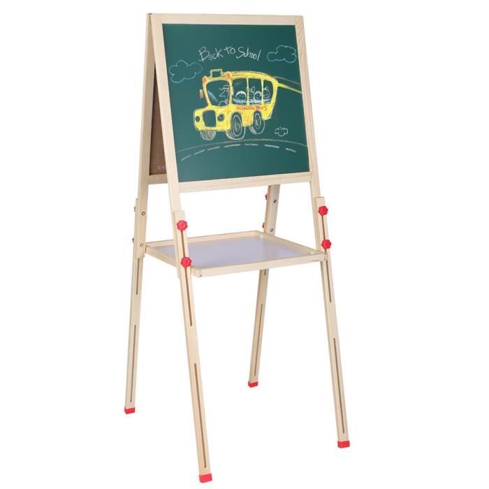 Tableau Double Face Chevalet Multifonctions Reglable En Bois Pour