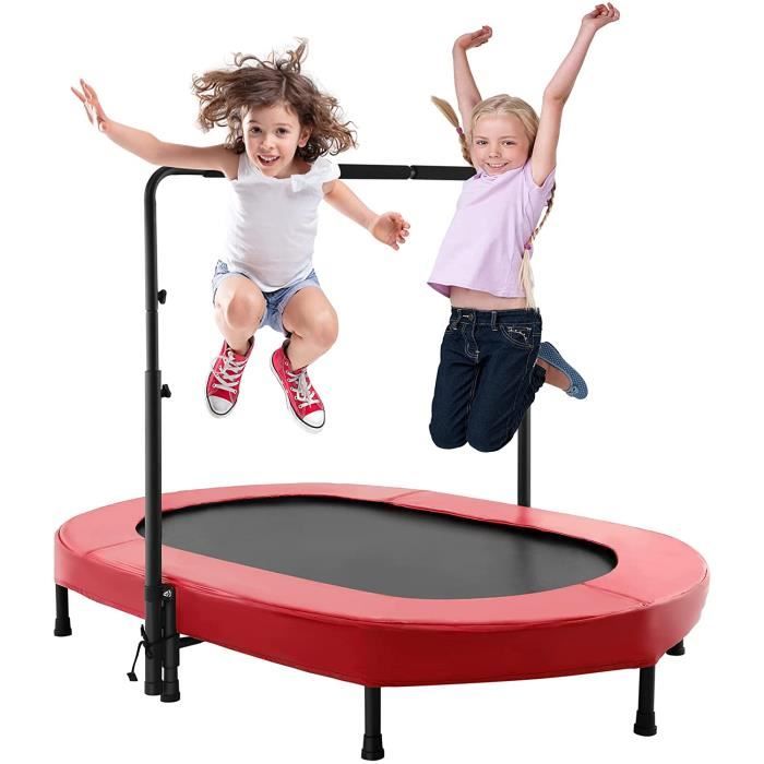 Trampoline De Fitness Pliable Pour Intérieur - Poignée Réglable - Charge 300 Kg - Surface Hexagonale Silencieuse