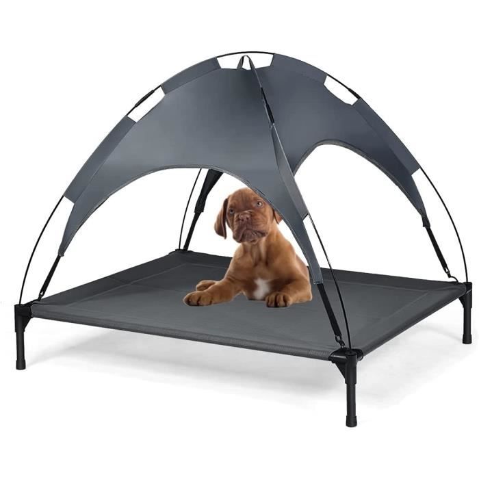 GYMAX Lit pour Chien, 40KG Support de Charge,Lit Extérieur pour Grands Chiens, Lit Convient au Camping, Plage, Jardin, Terrasse (L)