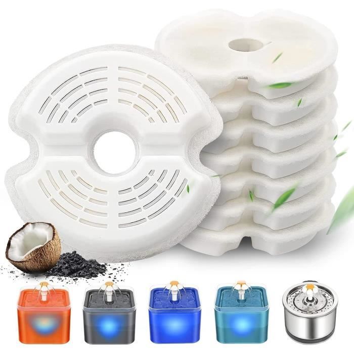 8 pièces Filtre Fontaine Eau Chat avec 3 Tuyaux, pour Filtre Fontaine Eau Chat de Rechange