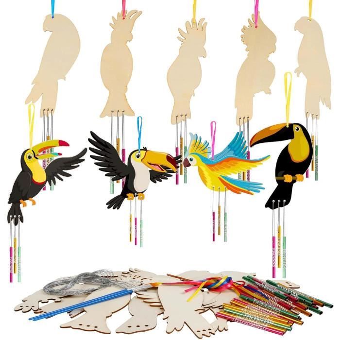 9 Kits Bricolage Oiseaux Tropicaux Carillon À Vent Artisanat En Bois  Peindre Décoration Suspendue Diy Activité Manuelle Lois[u794] - Cdiscount  Jardin