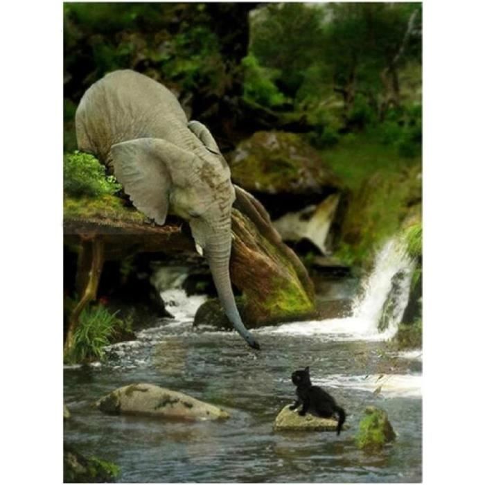 Lot De 4 Kits Peinture Diamant Animaux - Enfants, Motifs éléphant Chat Raton