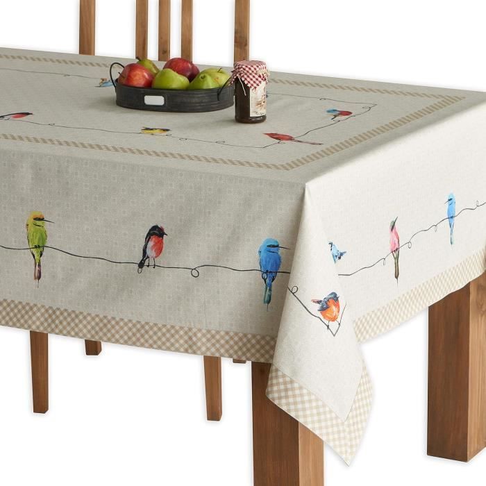 Nappe Coton Home Spun & Crafts - 183x274cm - Bleu Métallisé - Motif Floral