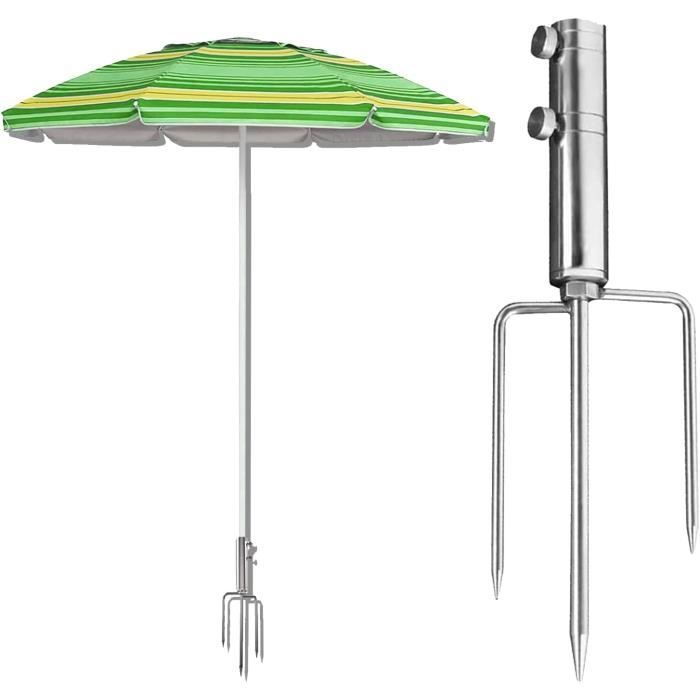 Support De Parasol Anlising Avec Ancrage Sol | Réglable Pour Plage, Pêche, Jardin - Acier Galvanisé