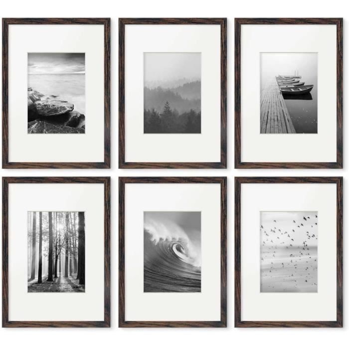 Cadre A4 21 X 30 Bois Mdf Chêne Foncé, Lot De 6 Cadres Photo Avec Passe ...