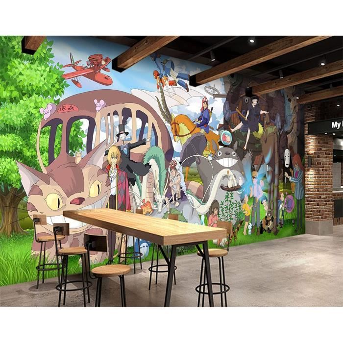 3d mon voisin totoro 3 japan anime fond d ecran mur peintures murales amovible murale auto adhesif 164 x100 416x254cm wxh leo cdiscount bricolage