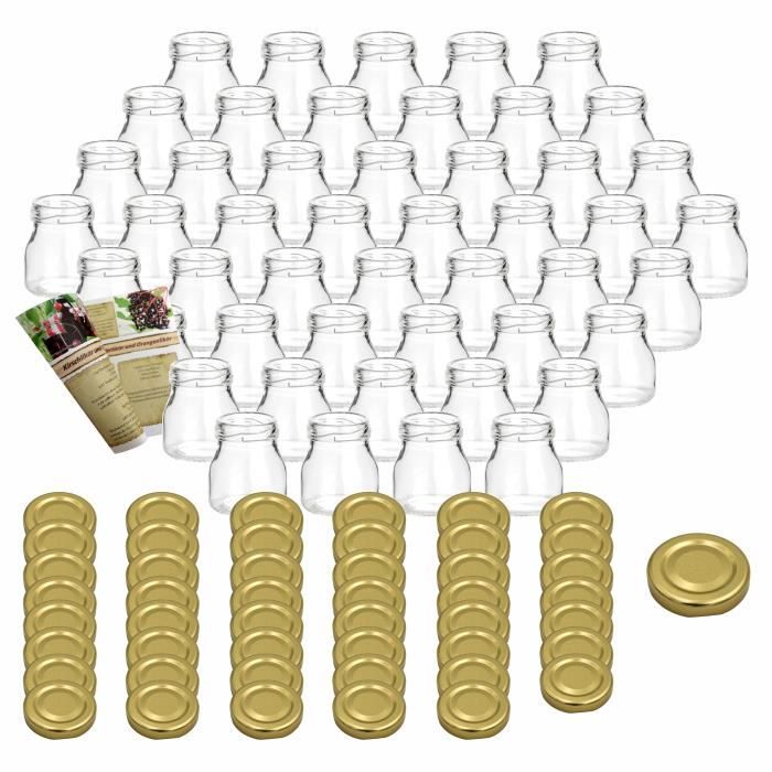 gouveo Lot de 24 Pots à Confiture 500g «Miel» avec Couvercles à Vis Abeille - Pots de Conservation avec Bouchon à Vis TO82 - Pots de Conservation Vides, Pots à Vis (HGTO500HB