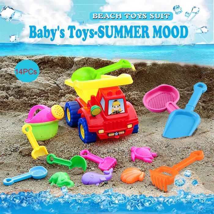Jouet Ensemble De Jeux De Plage Pour Enfants De Luxe Ensemble De 14 Pelles A Sable Pour Grand Camion A Benne Basculante Cdiscount Jeux Jouets