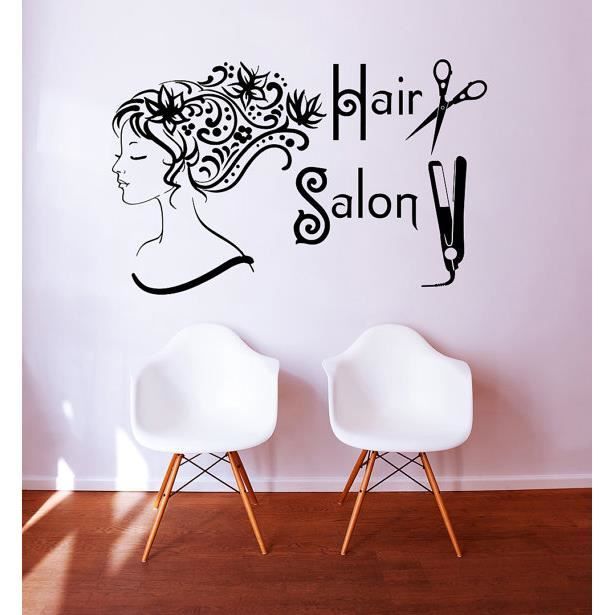 Noir Stickers Muraux Pour Chambre De Jeune Fille Decoration A La Maison Un Salon De Coiffure Achat Vente Stickers Soldes Cdiscount
