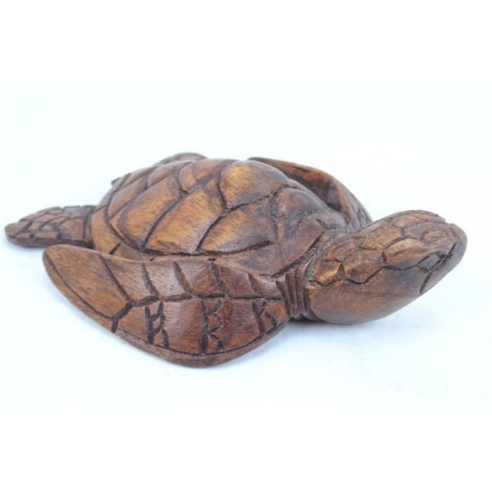 Statuette Tortue Marine L15cm En Bois Massif Sculpte Main Cdiscount Maison