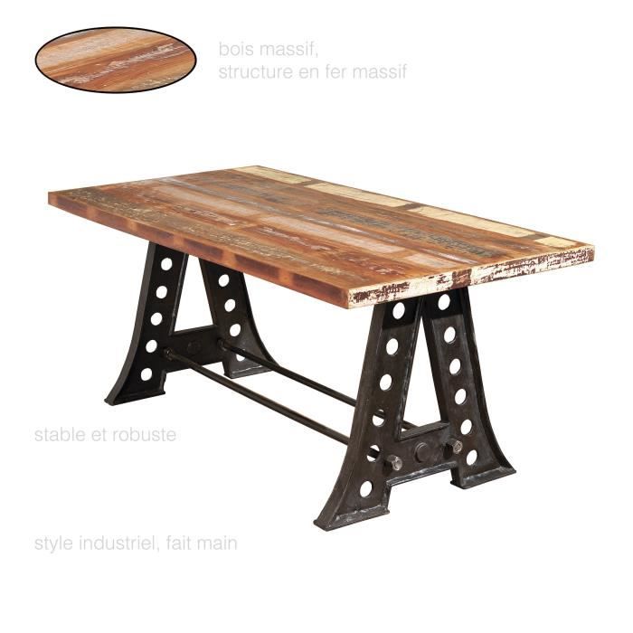 Table A Manger Vintage En Bois Massif Et Pieds En Metal Achat
