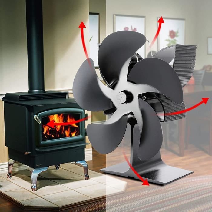 Ventilateur Poele à Bois, Ventilateur De Cheminée à 5 Pales